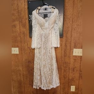 White lace floor length dress